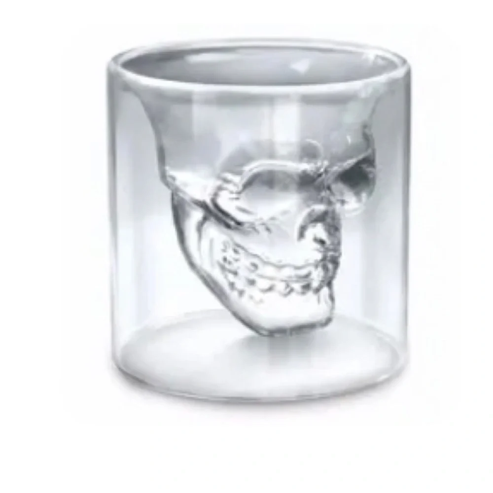 Double-layered Transparent Skull Head Crystal Glass Cup for Home Bar Club Shot